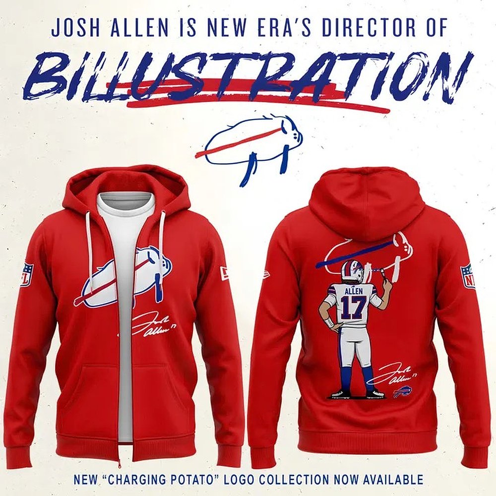 Buffalo Bills Football Charging Potato Logo Signature Red Zip Hoodie Best Gift For Football Fans