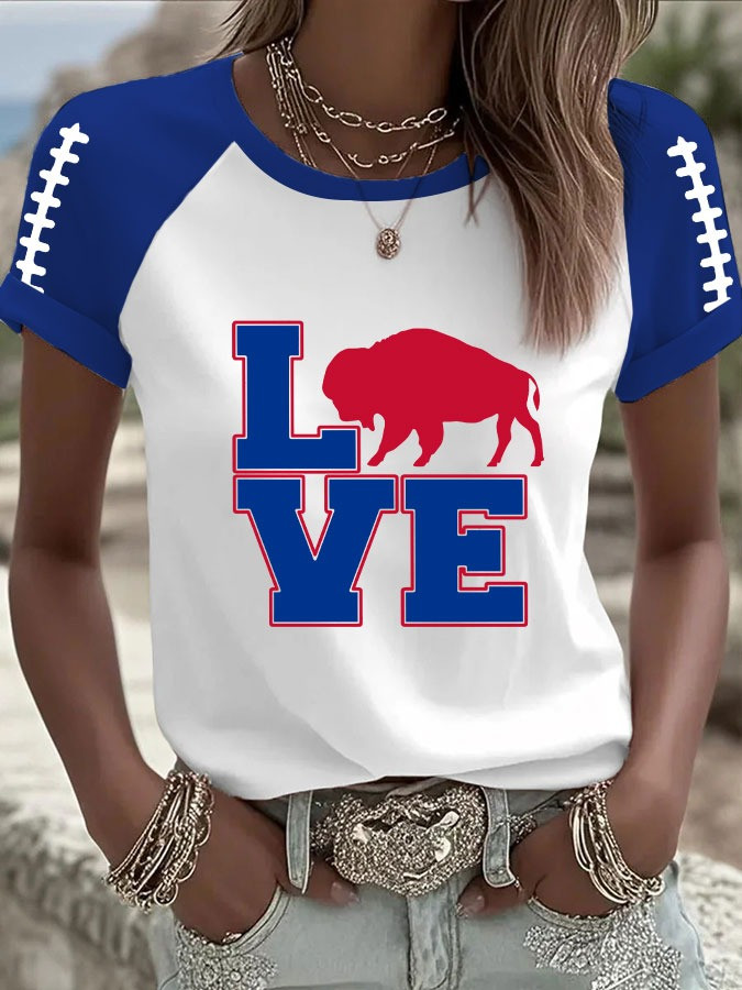 Buffalo Bills Love Women's T-Shirt Football Game Day Fan Merch Bills Gifts For Her