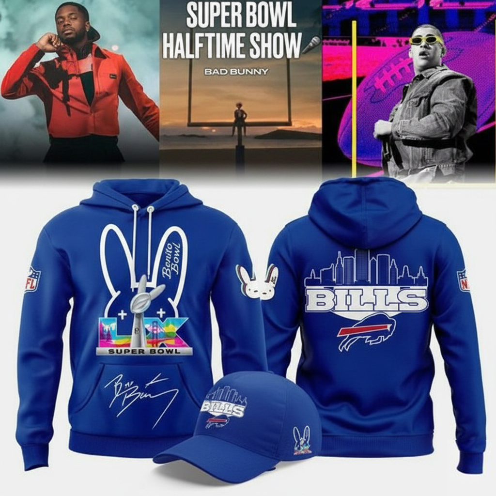 Buffalo Bills Super Bowl Bad Bunny Halftime Show Hoodie Bills Clothing Cool Gift For NFL Fans