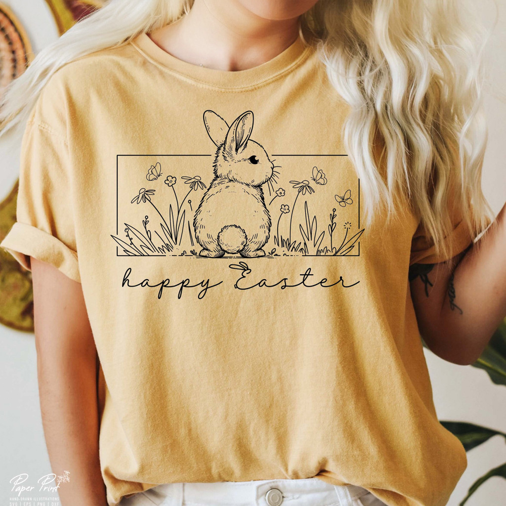 Bunny Happy Easter T-Shirt Happy Resurrection Sunday Shirts Cute For Her