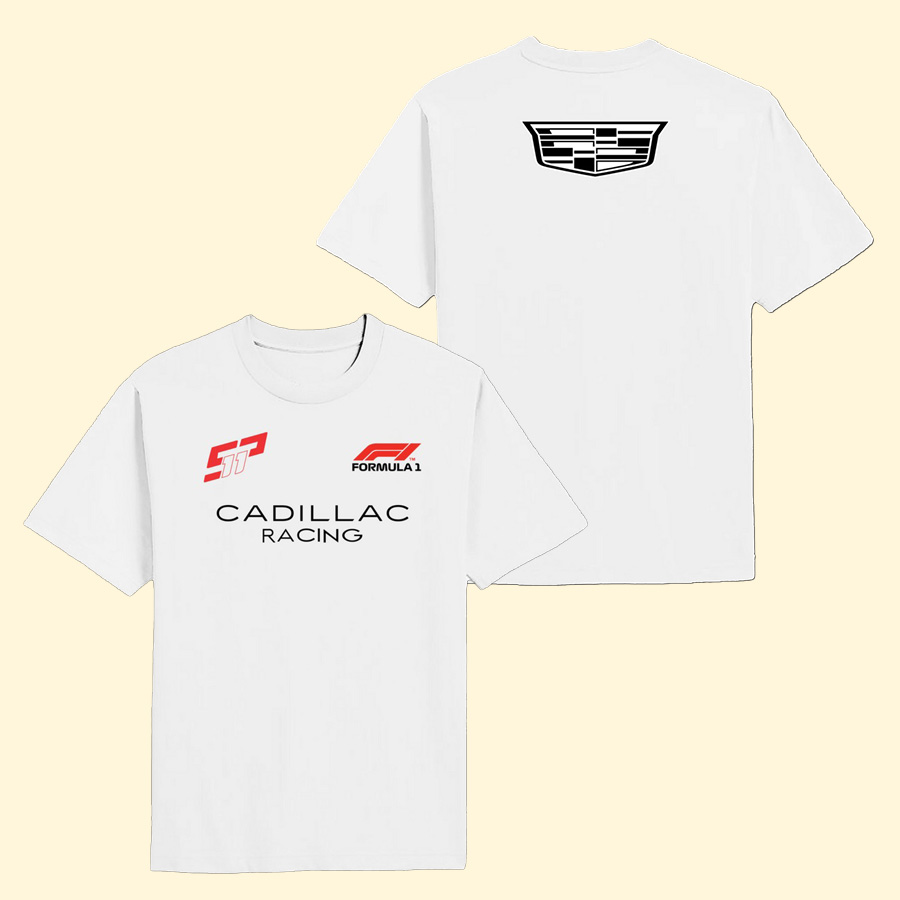 Cadillac F1 Merch Team Fan White T-Shirt Formula 1 Racing Merch Best Gift For Racing Fans