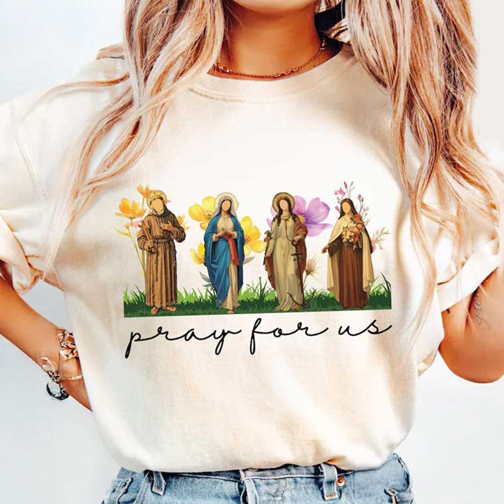 Catholic Saints Pray For Us Religious T-Shirt Christmas For Christian