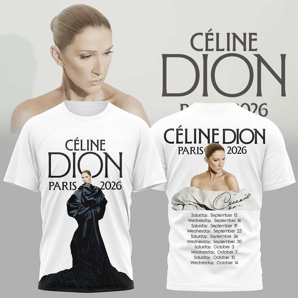 Celine Dion Paris 2026 Tour List White T-Shirt