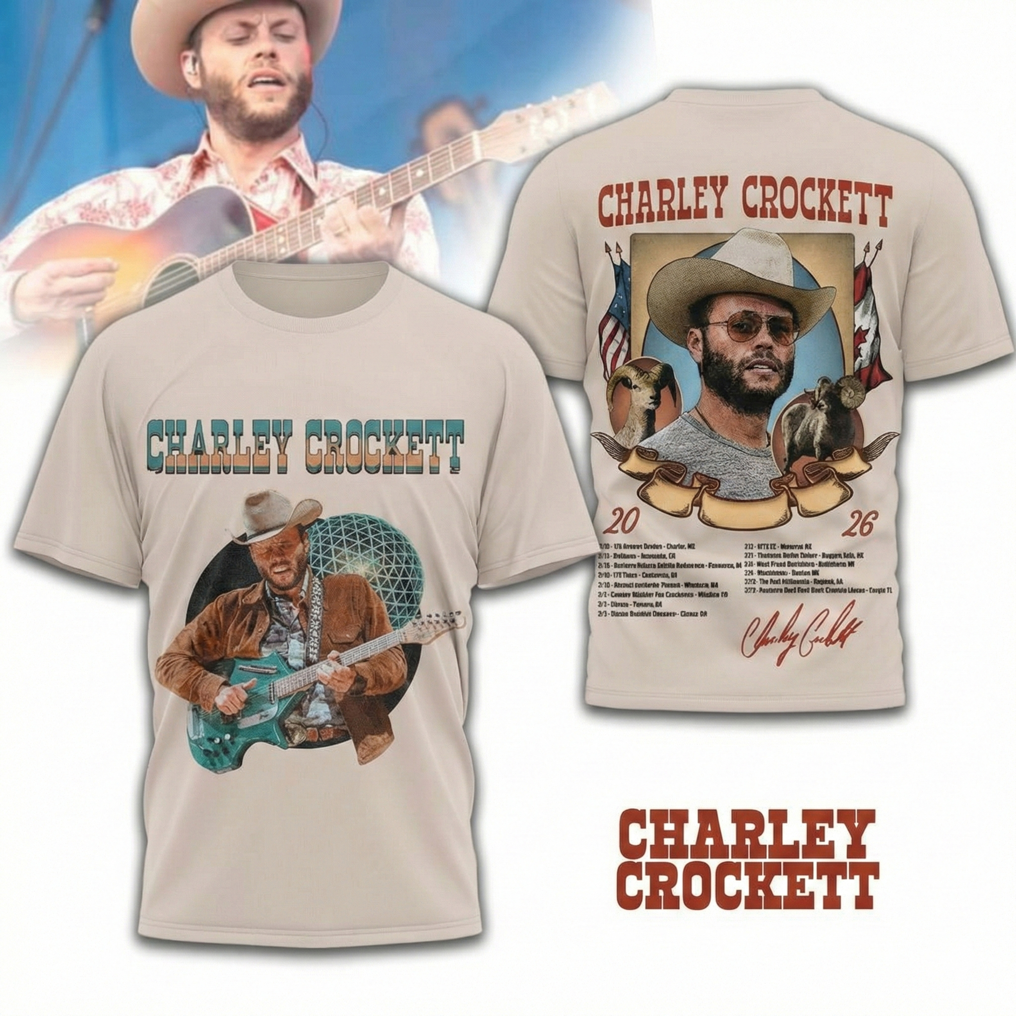 Charley Crockett North American Tour 2026 Dollar A Day T-Shirt Charley Crockett Merch Best Music Fans Gift