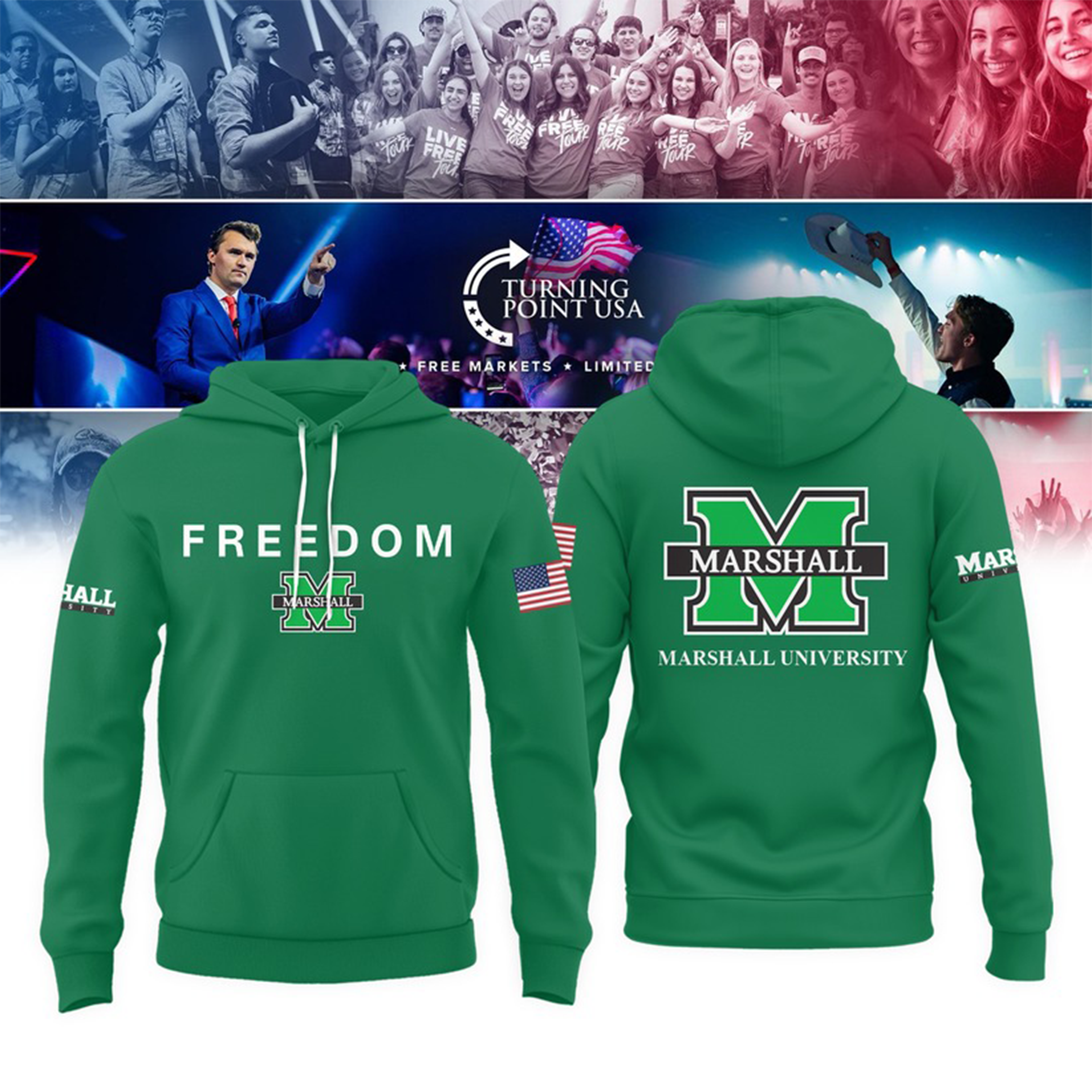 Charlie Kirk Marshall University Turning Point USA Hoodie Best Gift For Fans