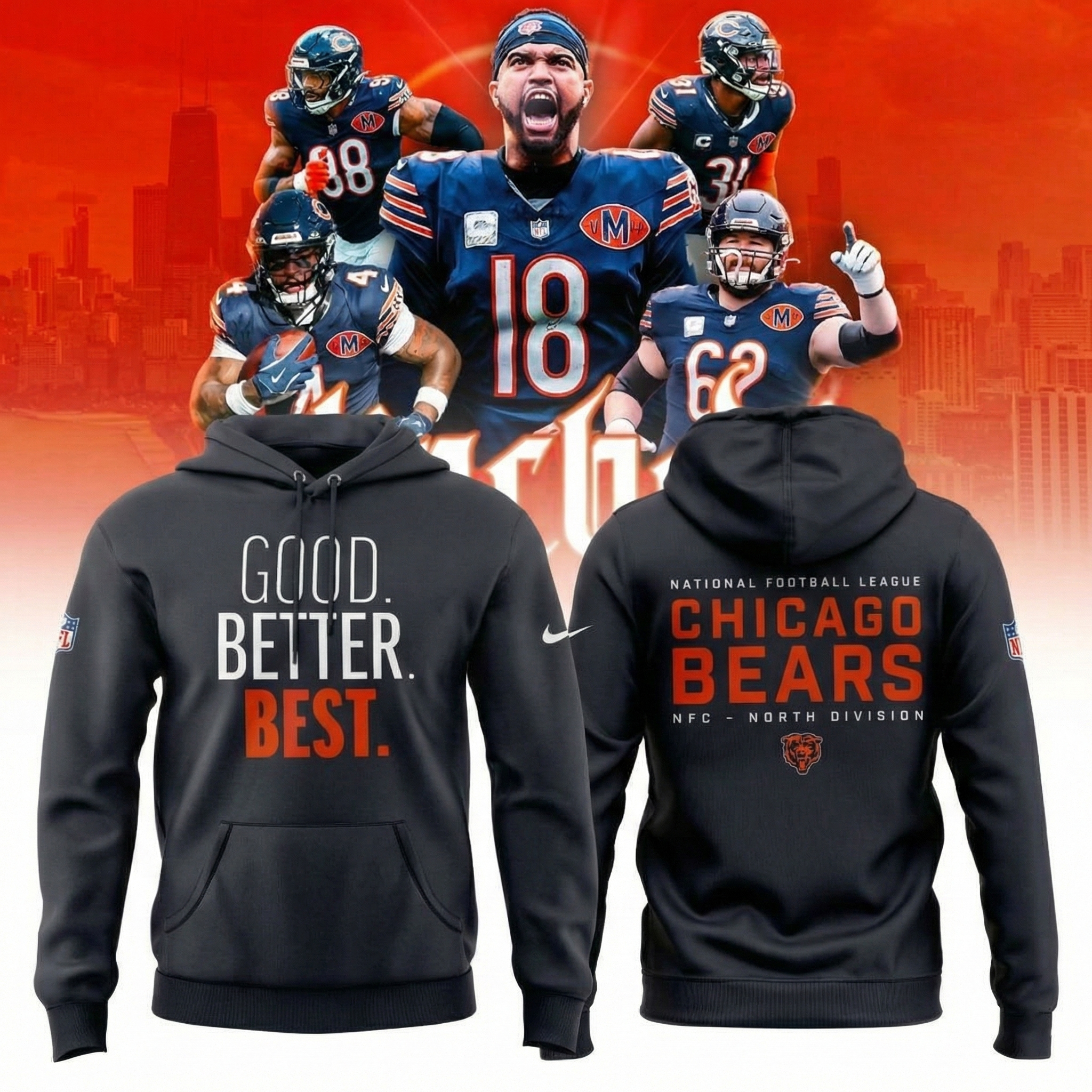Chicago Bears Good Better Best NFC North Champions Hoodie Bears Apparel Gift For Football Lovers