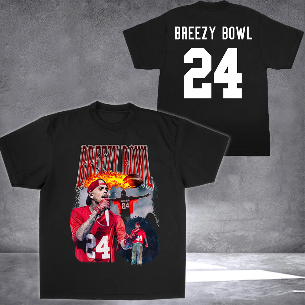 Chris Brown Breezy Bowl 2025 Tour Merch T-Shirt Number 24 Chris Brown Tour Fan Apparel