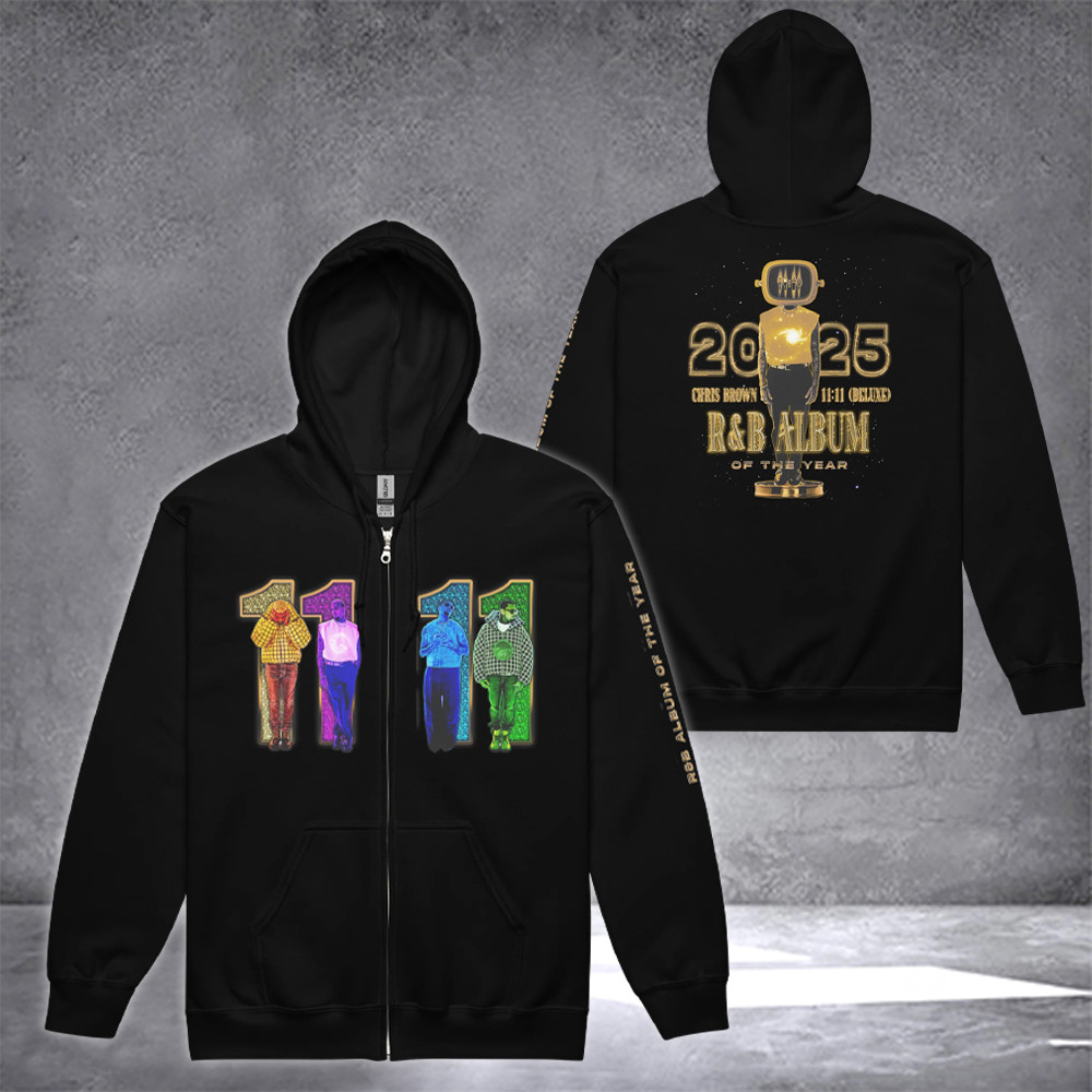 Chris Brown Breezy Bowl 2025 Tour Merch Zip Hoodie 11:11 Best R&B Album Of The Year