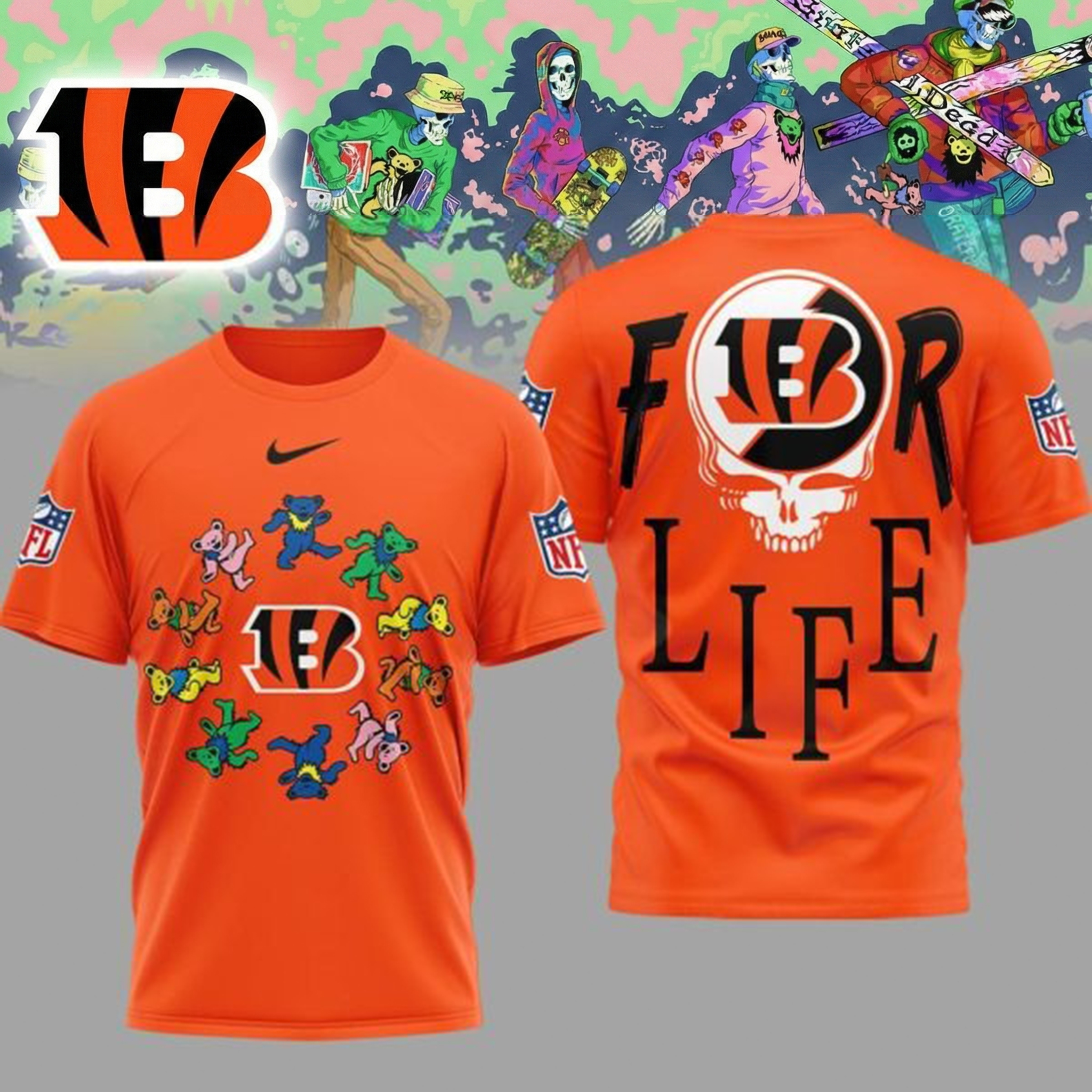Cincinnati Bengals Grateful Dead Forever T-Shirt Bengals Merch Best Gift For NFL Music Fans