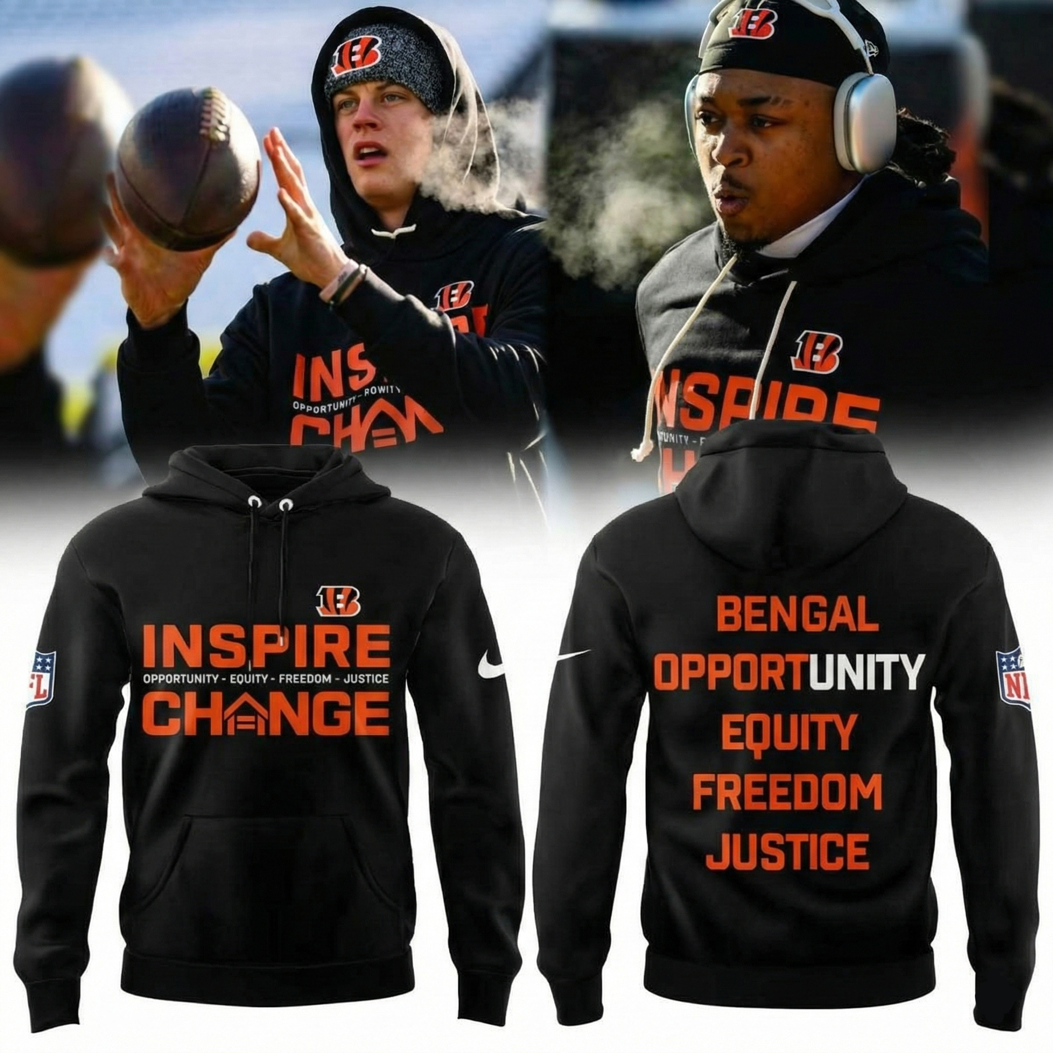 Cincinnati Bengals x Inspire Change Hoodie Cincinnati Bengals Apparel Best Gift For Football Fans