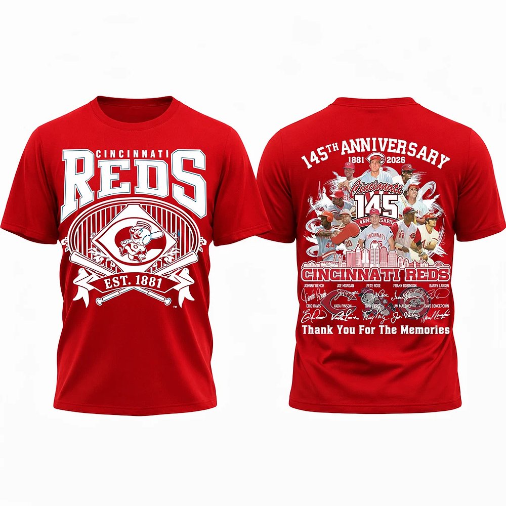 Cincinnati Reds 145th Anniversary 1881-2026 T-Shirt