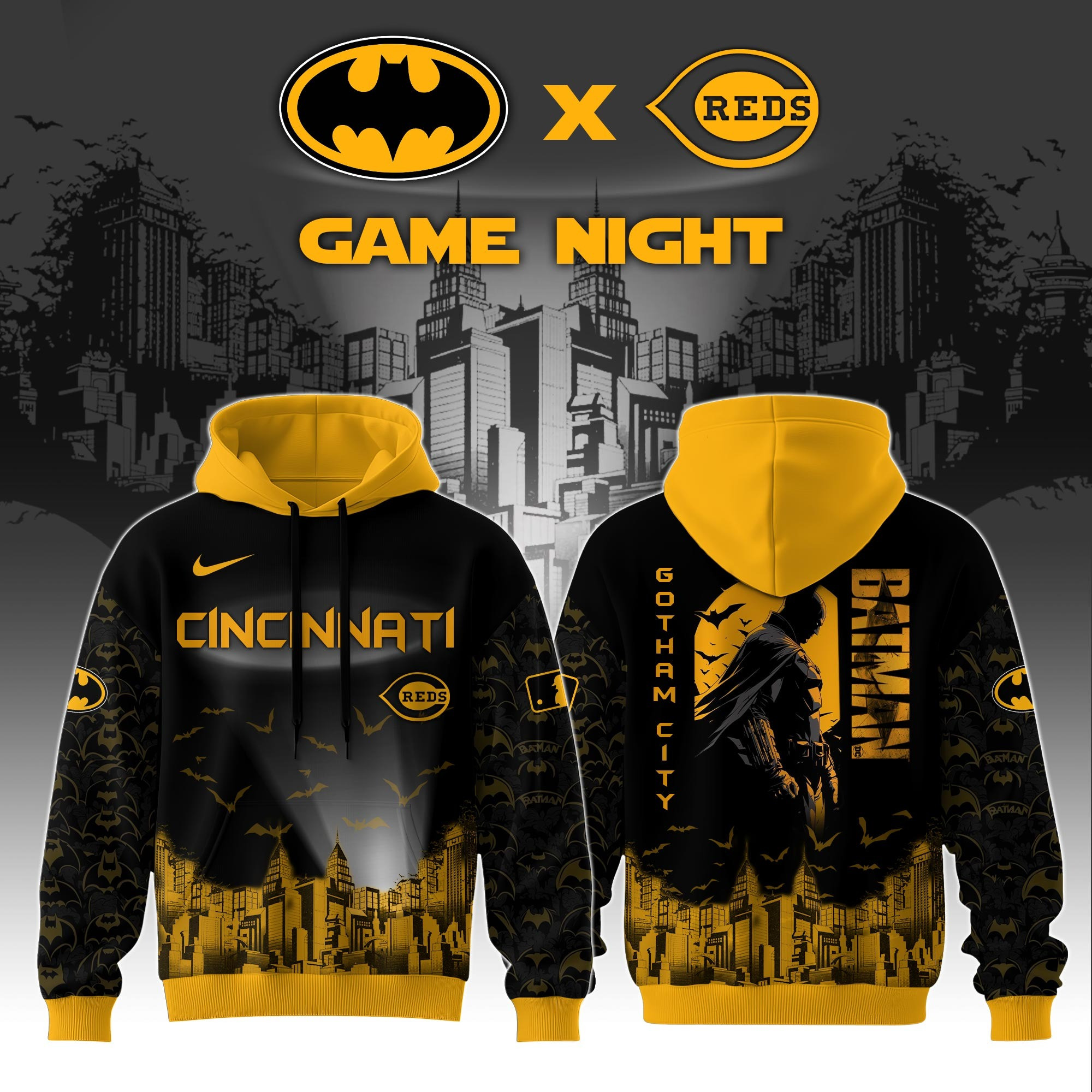 Cincinnati Reds x DC Batman Game Night Hoodie Best Gifts For Baseball Lovers Fans For Him