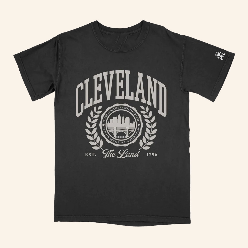 Cle Clothing Co Merch Cleveland Collegiate Seal Black T-Shirt Xmas For Dad