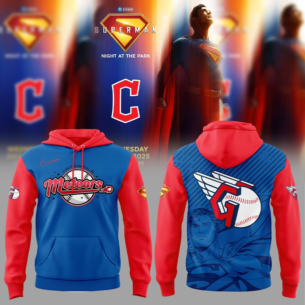 Cleveland Guardians DC's Superman Night Hoodie MLB Merch Best Gifts For Baseball Fans