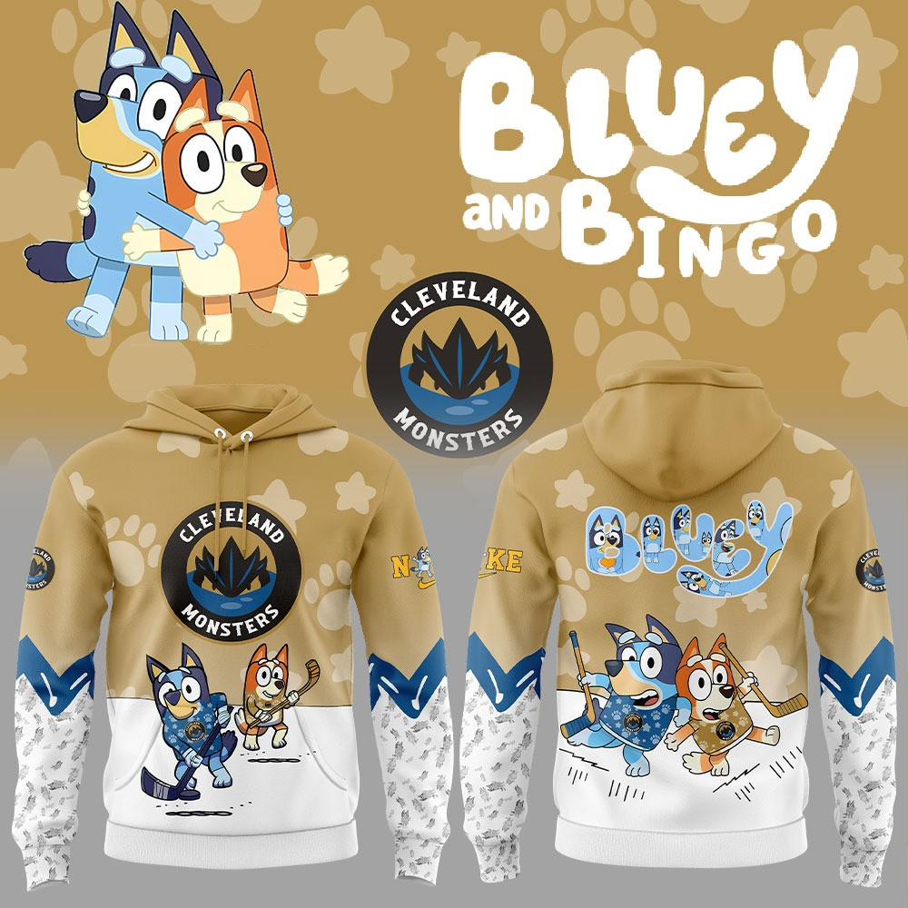 Cleveland Monsters X Bluey And Bingo Hoodie Cute Best Gifts For Hockey Lovers Fans