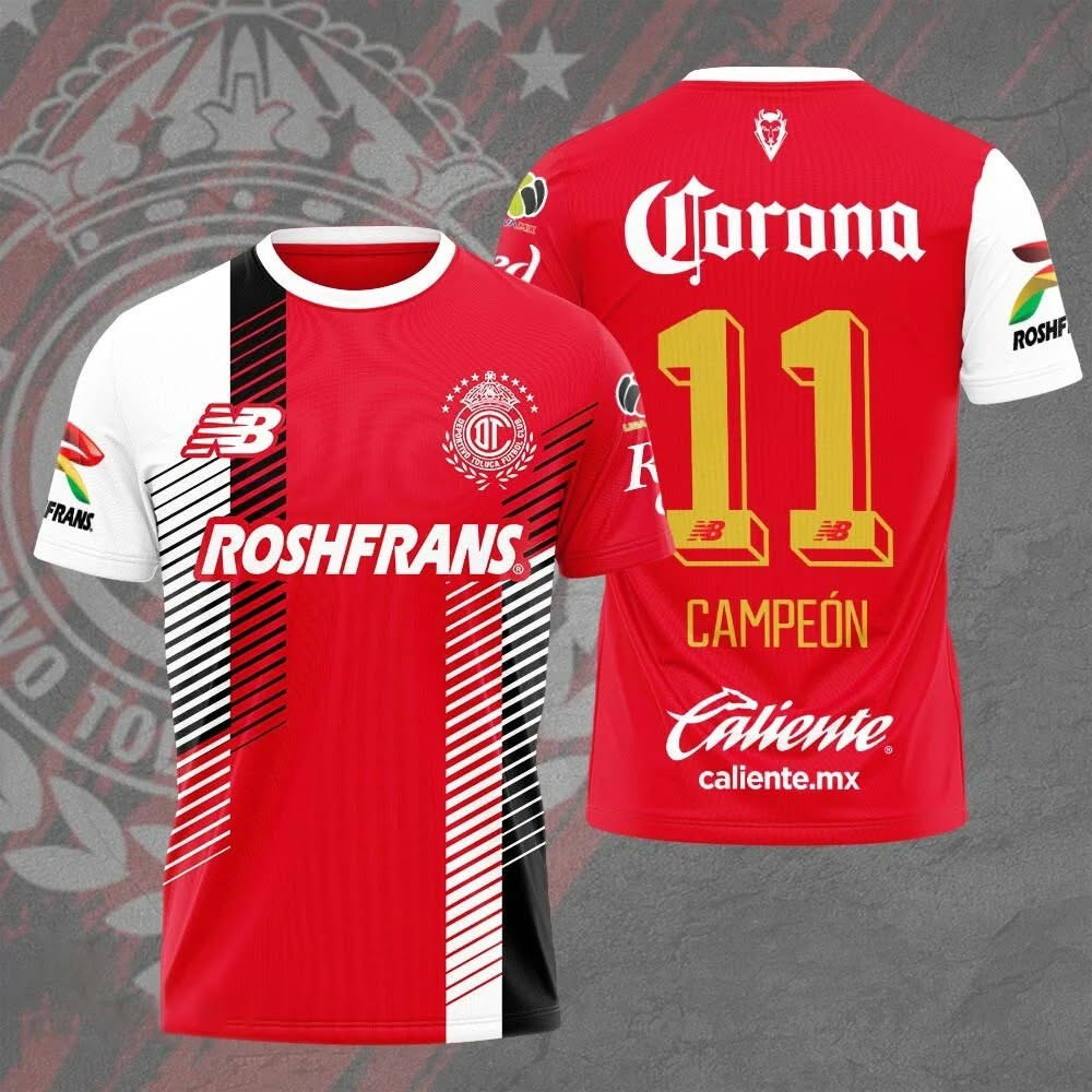 Corona Deportivo Toluca FC 2025 Clausura CAMPEONES T-Shirt Men's Merch Fan Clothing Gifts