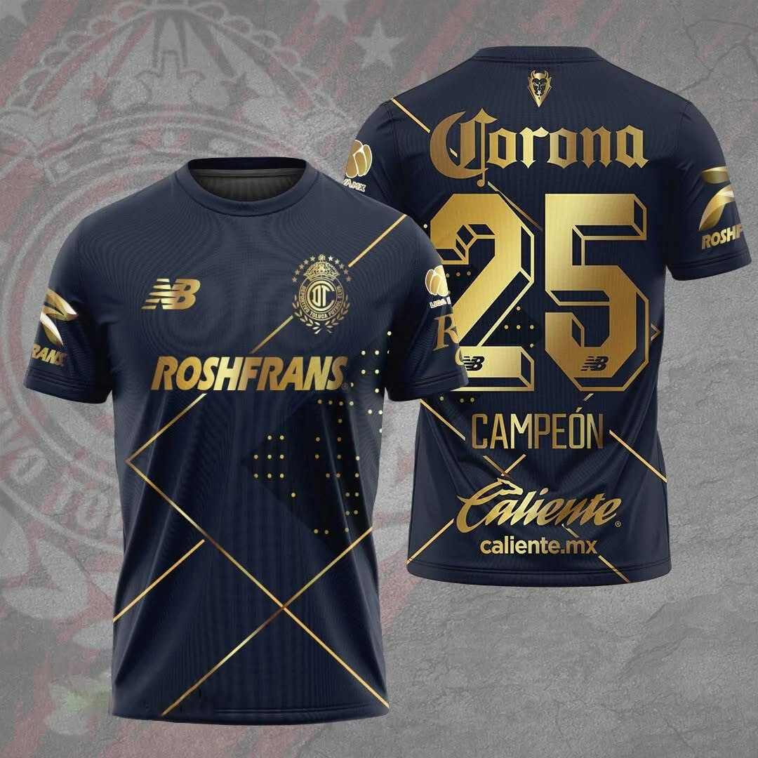 Corona Deportivo Toluca FC 2025 Clausura CAMPEONES T-Shirt Men's Merch Football Fan Gifts