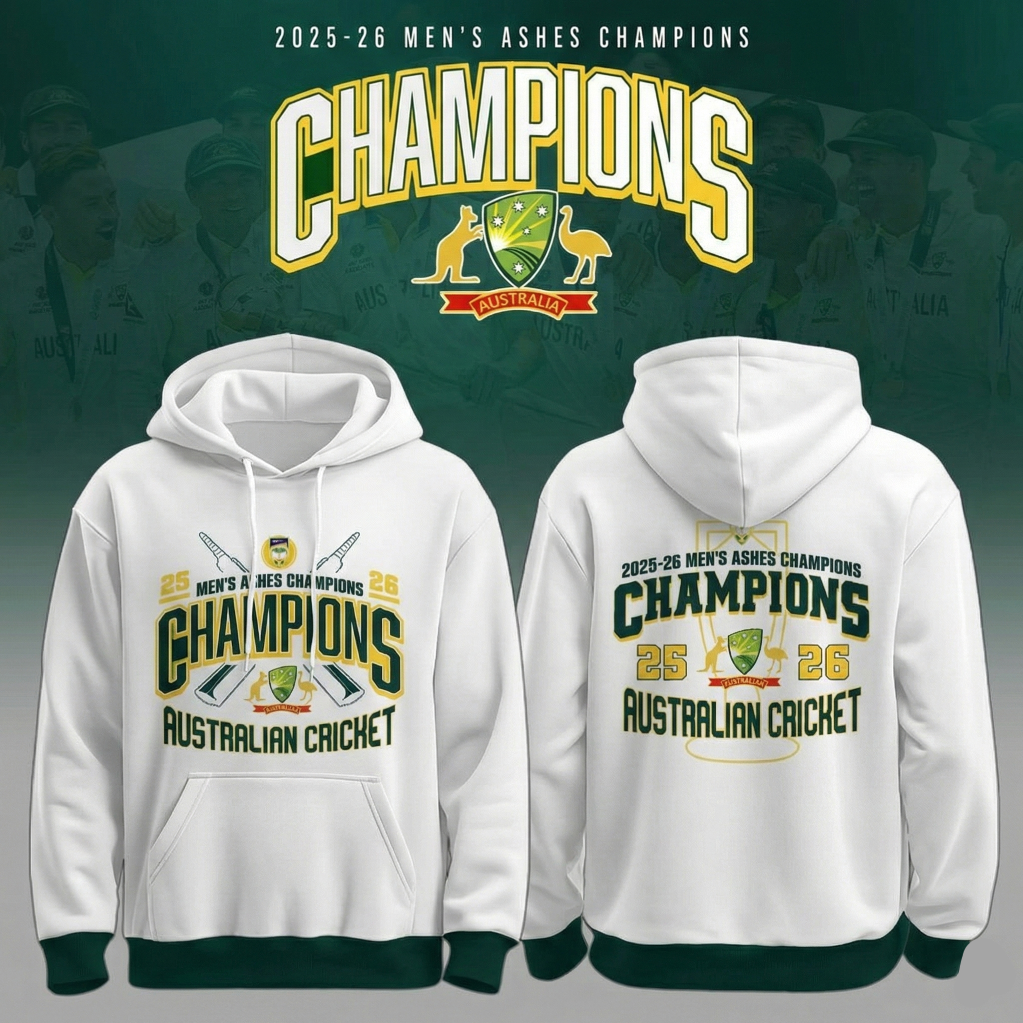 Cricket Australia Mens Ashes Champions Hoodie Cricket Australia Merchandise Best Gift For Cricket Fans