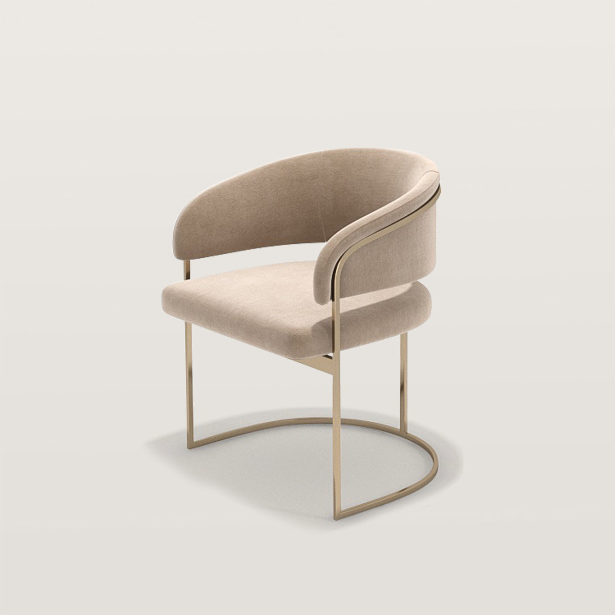 Curved Base Semi Enclosed Backrest Dining Chair