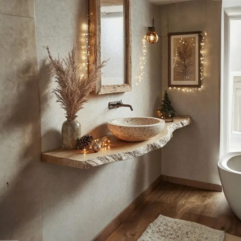 Custom Live Edge Vanity Shelf Custom Floating Shelf Bathroom SINLBRV037