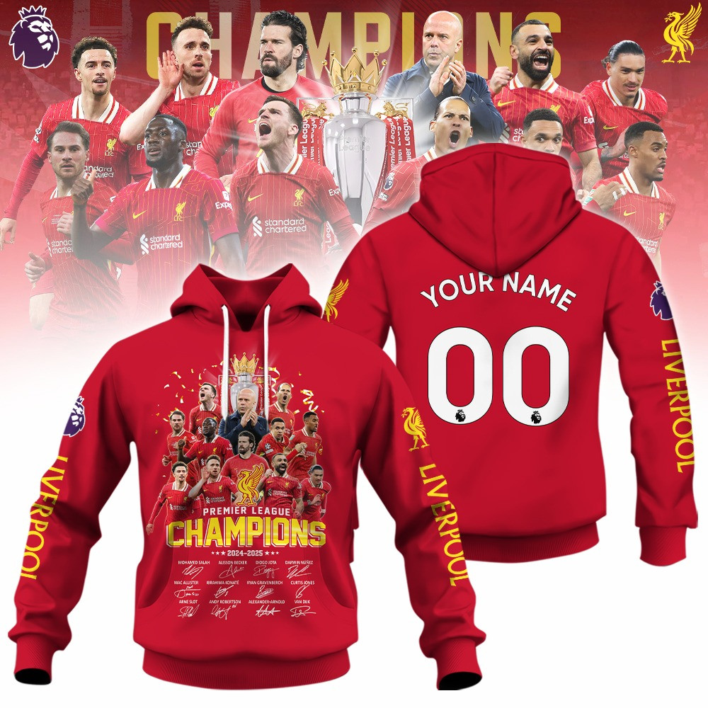 Custom Liverpool Champions Premier League Hoodie 2024 25 Liverpool Football FC Fan Merch