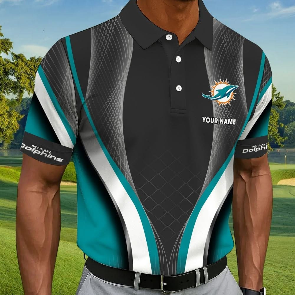 Custom Miami Dolphins Golf Polo Shirt Miami Dolphins Football Merch Unique Gifts For Men