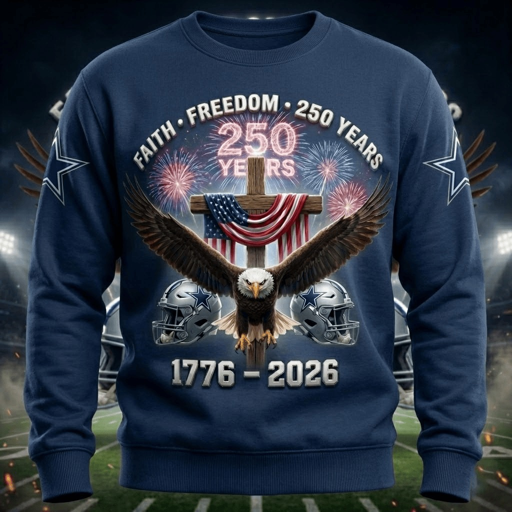 Dallas Cowboys Football 250 Years Of Freedom 1776 2026 Sweatshirt Best Gift For Football Fans