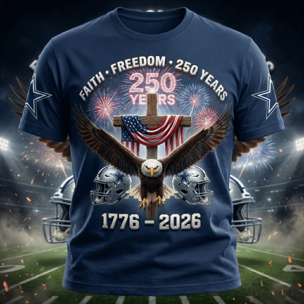 Dallas Cowboys Football 250 Years Of Freedom 1776 2026 T-Shirt Best Gift For Football Fans