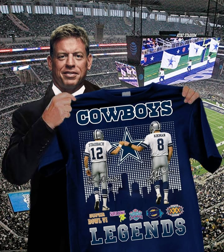 Dallas Cowboys Legends T-Shirt Roger Staubach and Troy Aikman Cowboys Fan Merch