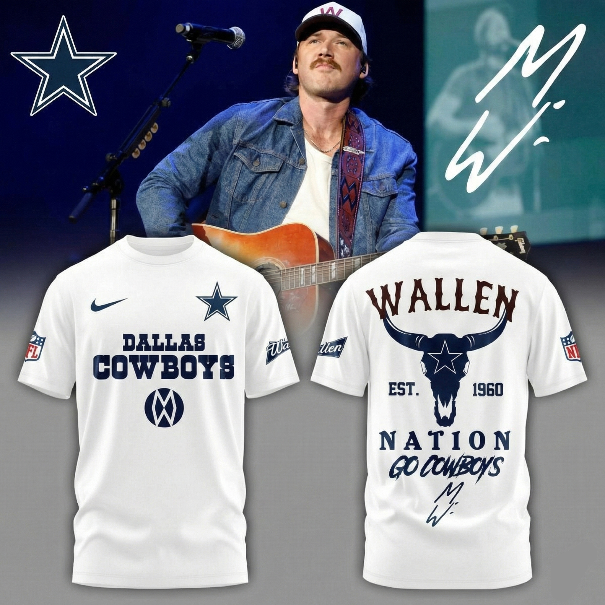 Dallas Cowboys x Morgan Wallen T-Shirt Cowboys Merchandise Best Gift For Country Music Fans