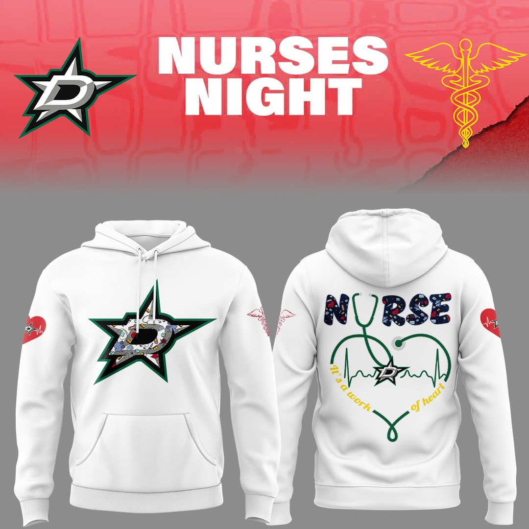 Dallas Stars Nurses Night Hoodie It's A Work Of Heart Nurse Gifts For Hockey Fans