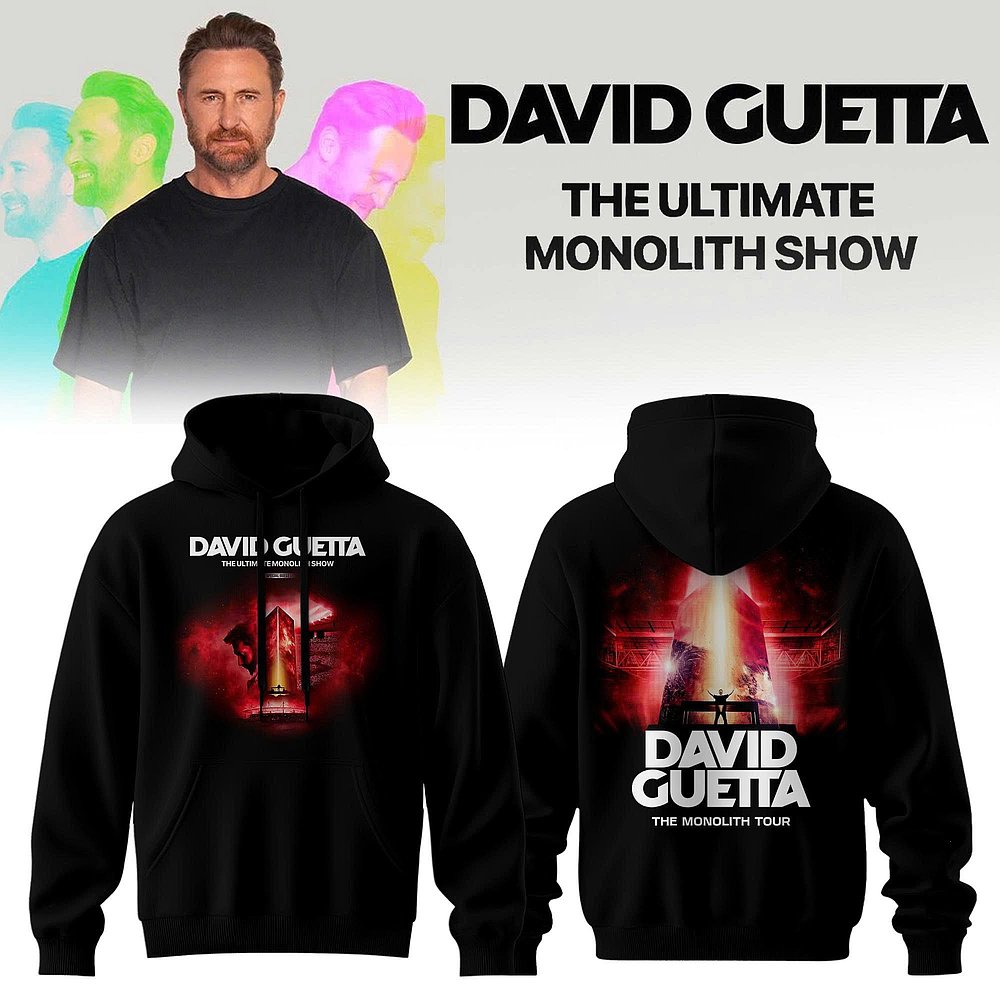 David Guetta The Ultimate Monolith Show Tour Tee 2026 Black Hoodie