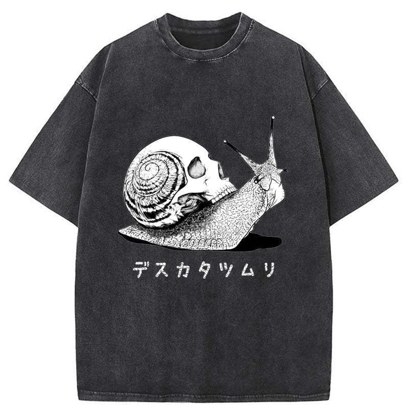 Death Snail Manga Washed T-Shirt Trendy Aesthetic Graphic Apparel Gifts For Besties
