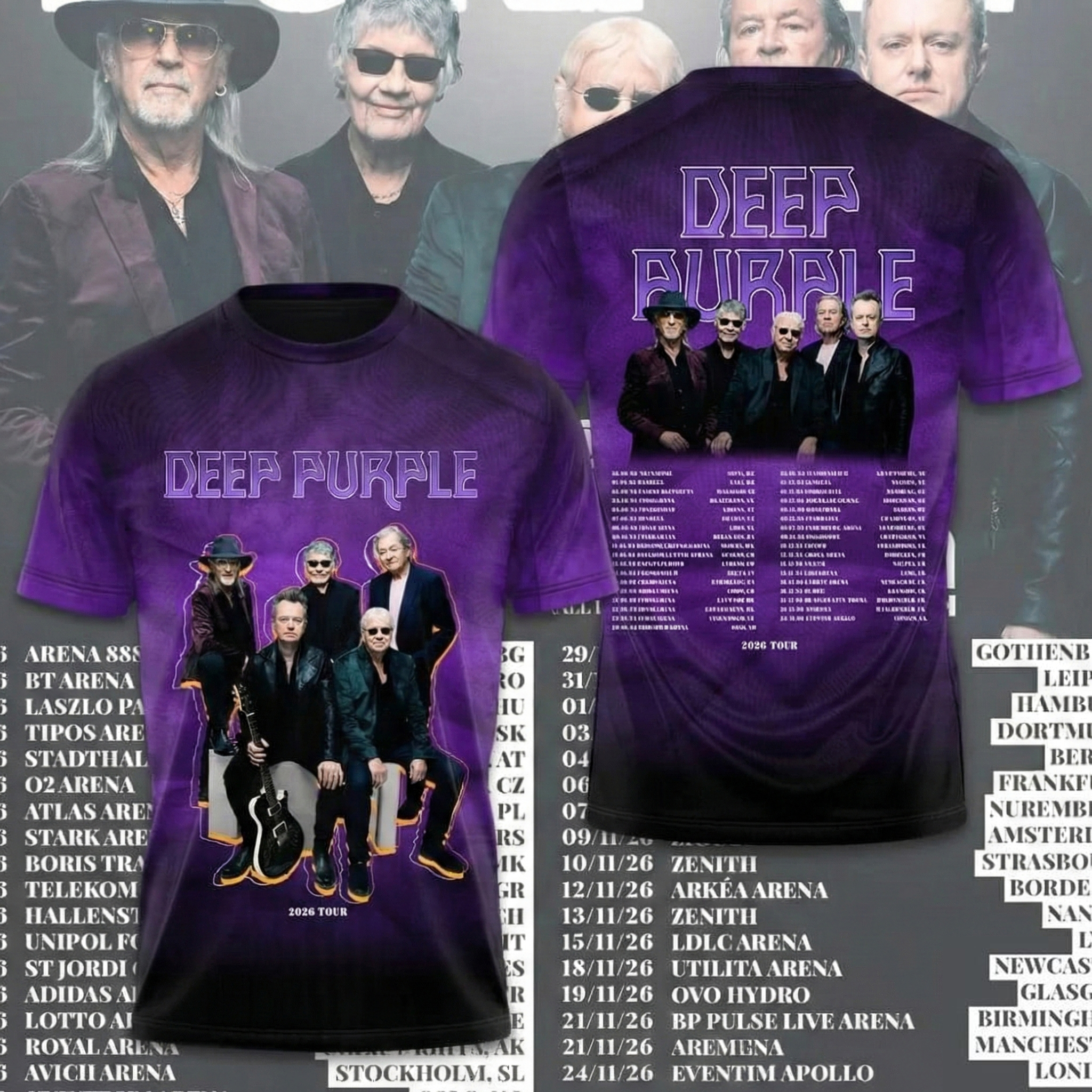 Deep Purple Tour 2026 T-Shirt Deep Purple Merch Best Gift For Classic Rock Fans