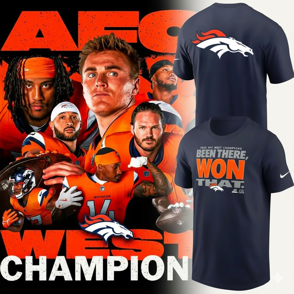 Denver Broncos AFC West Champions Locker Room Trophy T-Shirt Broncos Merch Best NFL Fans Gifts