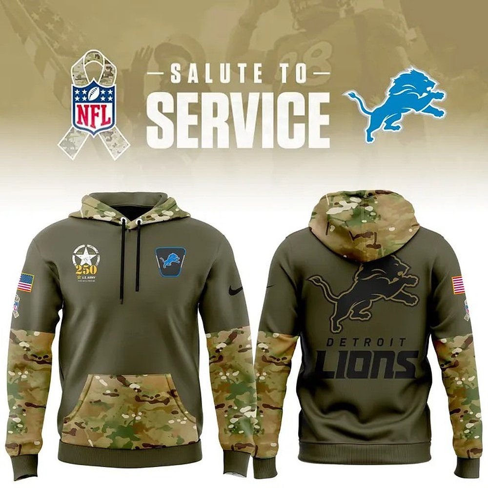 Detroit Lions Salute To Service Pullover Hoodie NFL Football Military Appreciation Best Gift For Fans