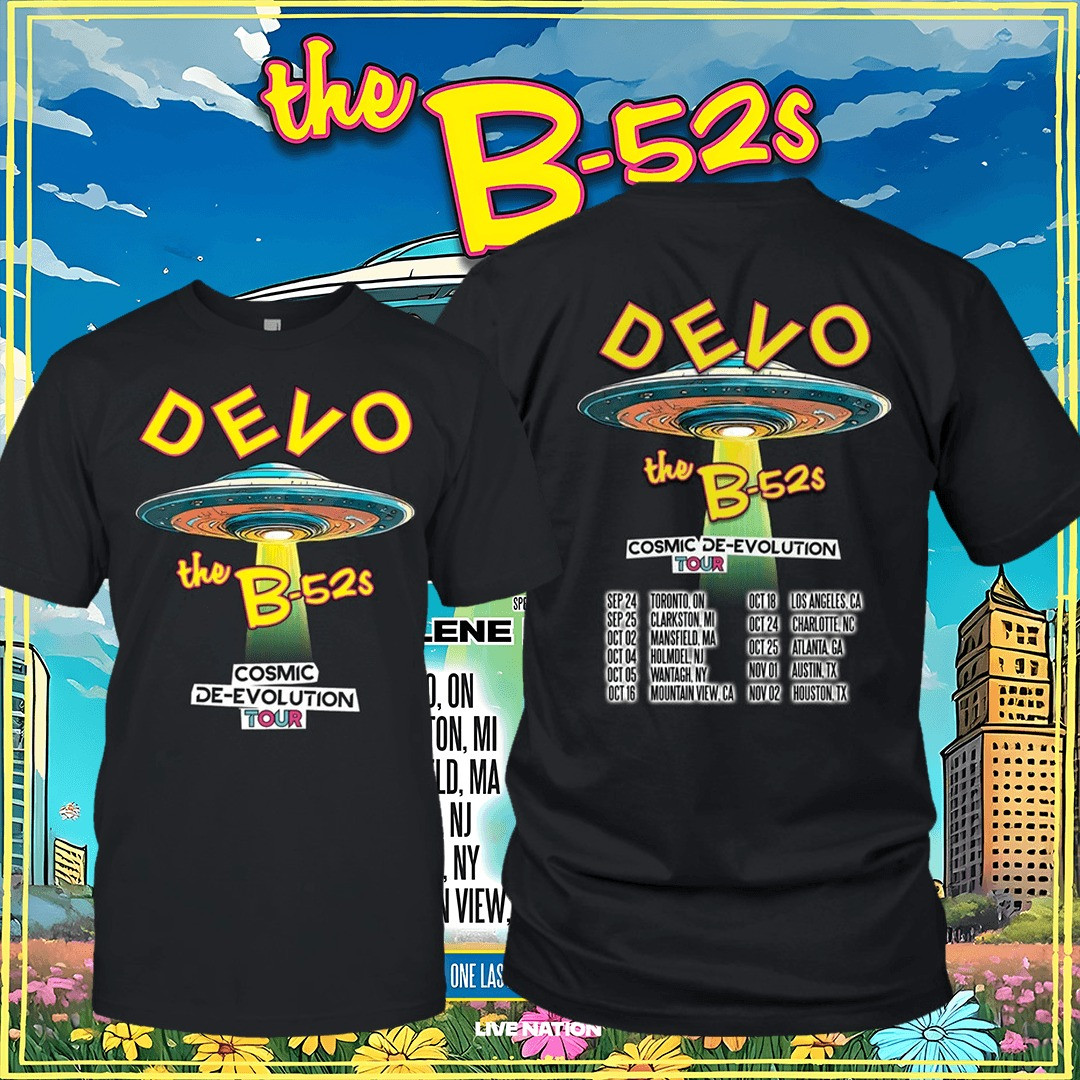 Devo The B-52s Cosmic De-Evolution Tour 2025 T-Shirt Merch Gifts For Rock Fans