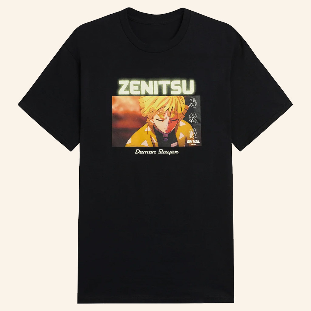 Dim Mak x Demon Slayer Merch Neon Lights Zenitsu T-Shirt For Anime Fans