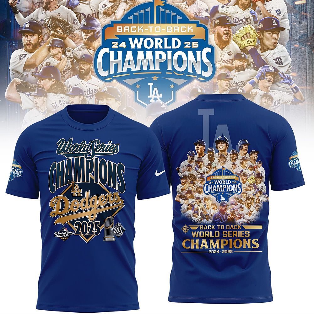 Dodgers Back To Back T-Shirt LA Dodgers World Series Champions Merch 2025 For Fan