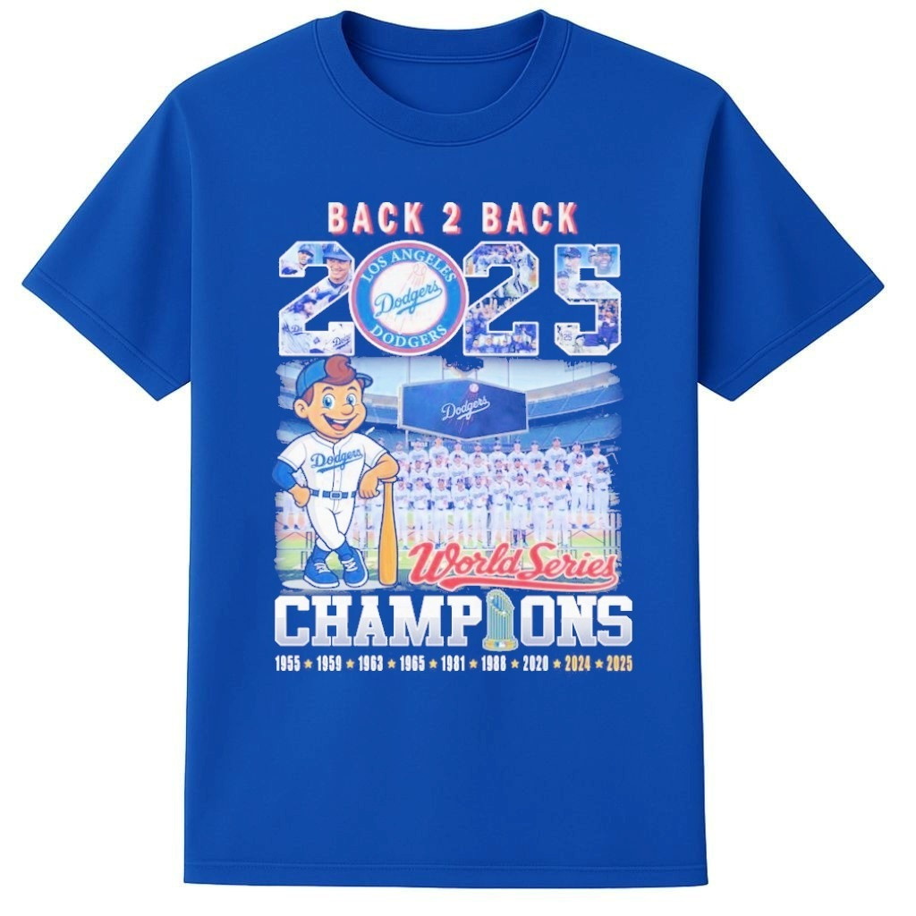 Dodgers World Series Merch 2025 Back 2 Back Dodgers 2025 World Series Champions Shirt For Fans