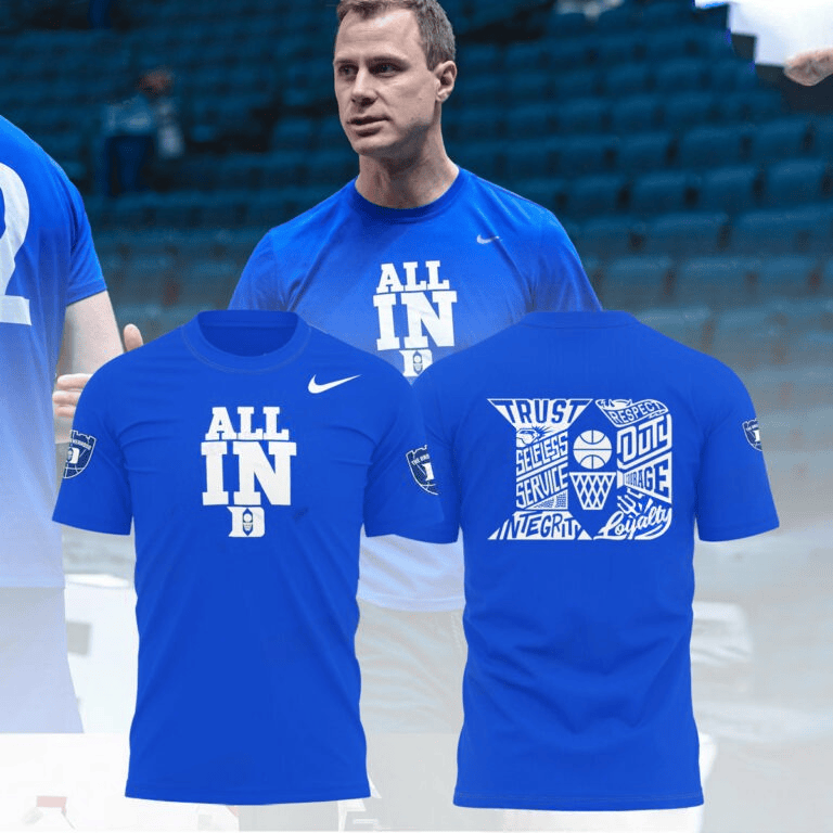 Duke Blue Devils Men's Basketball All In Shirt Duke ACC Championship T-Shirt 2025