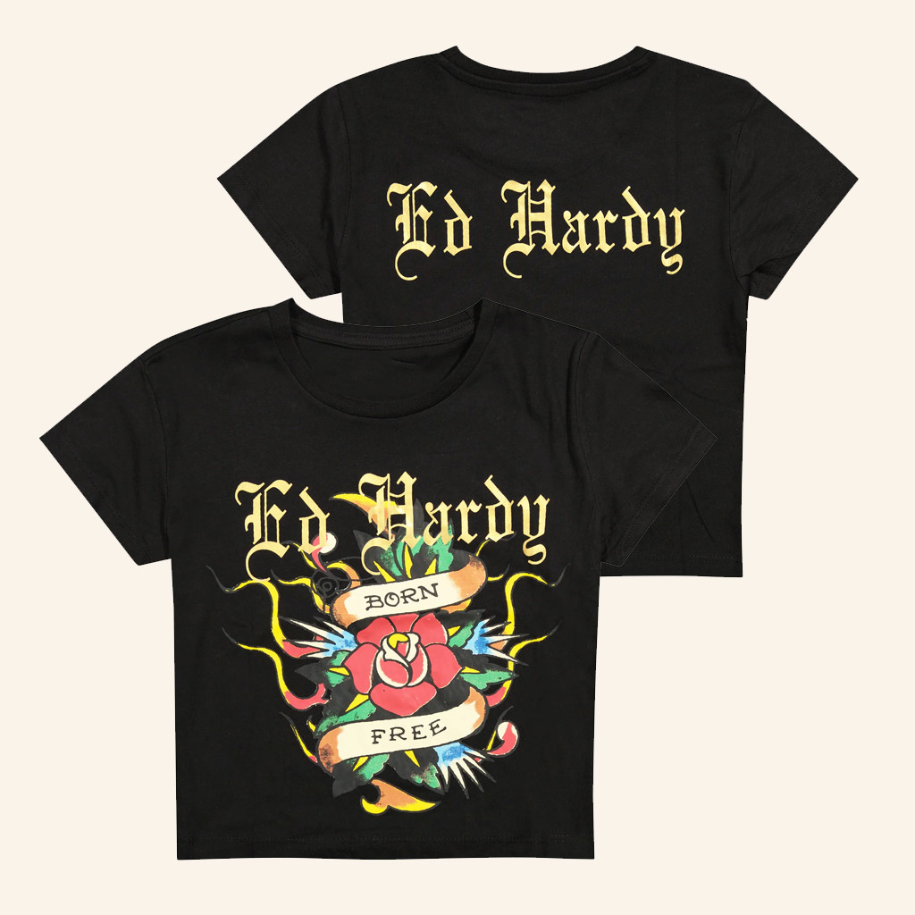 Ed Hardy Merch Born Free Baby Tee For Girlfriend