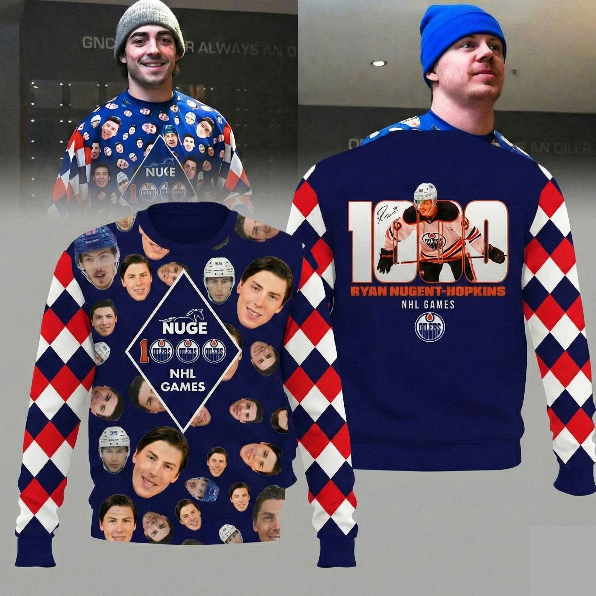 Edmonton Oilers Merch Ryan Nugent-Hopkins NHL Sweatshirt Edmonton Oilers Hockey Apparel NHL Fans Gifts