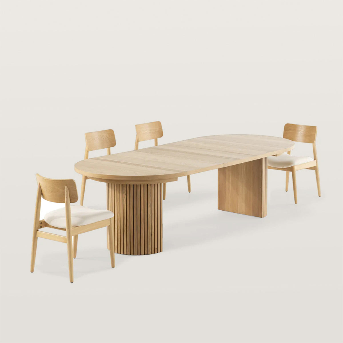 Expandable Round Dining Table And 4 Dining Chairs Combination