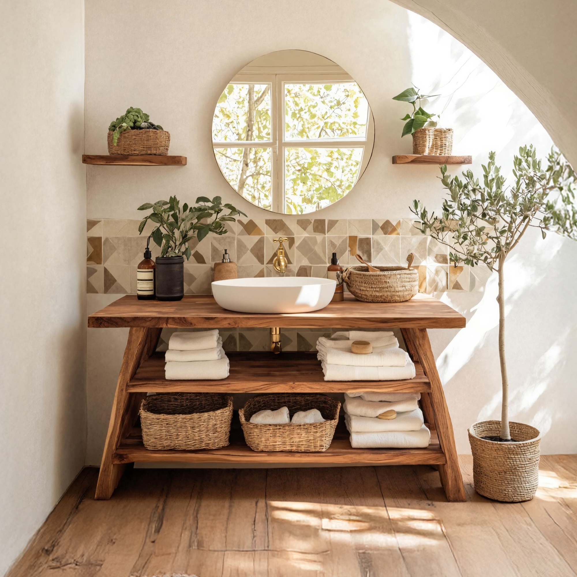 Farmhouse Bathroom Furniture With Wooden Vanity Design SILDTTRBRV046