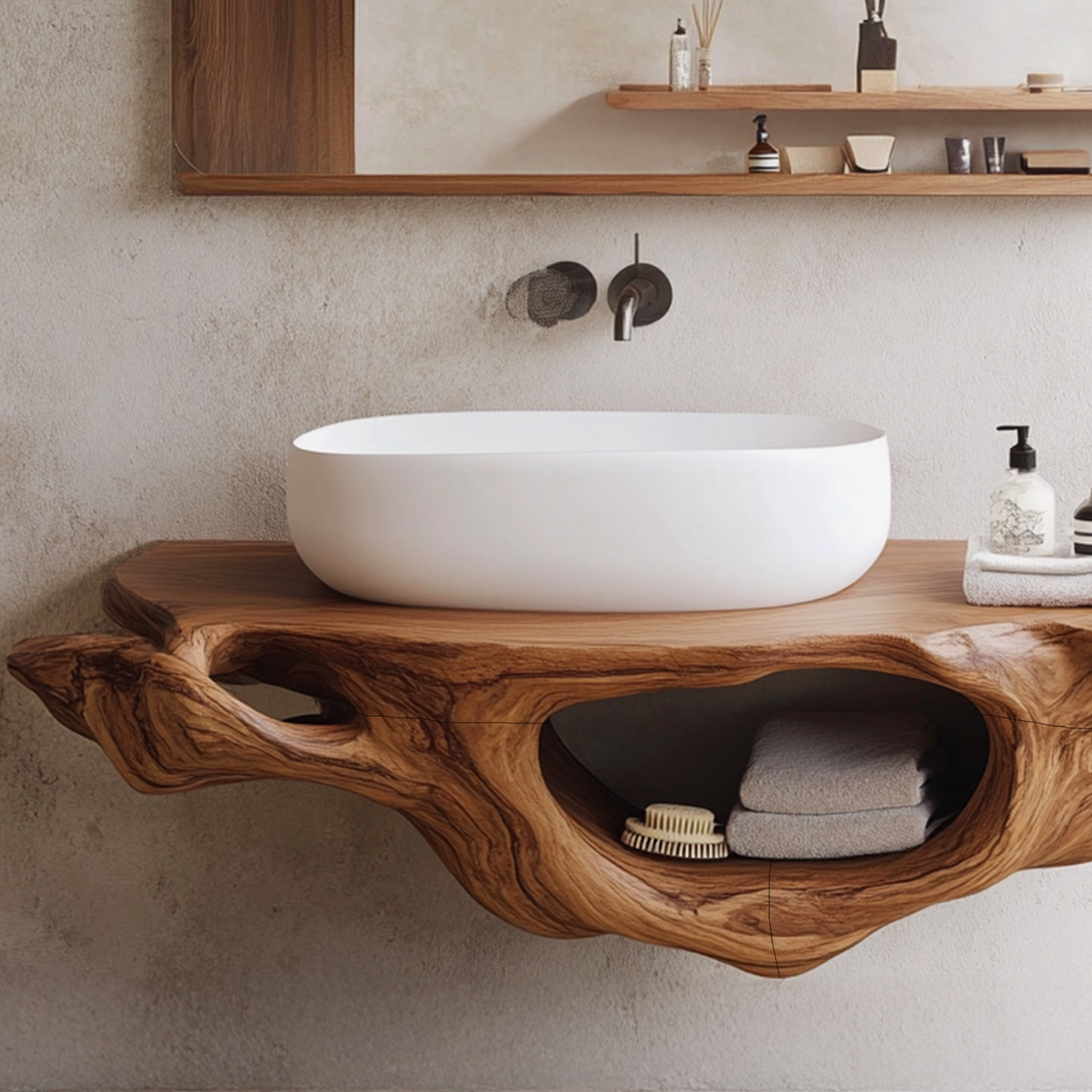 Farmhouse Live Edge Vanity For Bathroom Decor Ideas SILDTTRBAS006