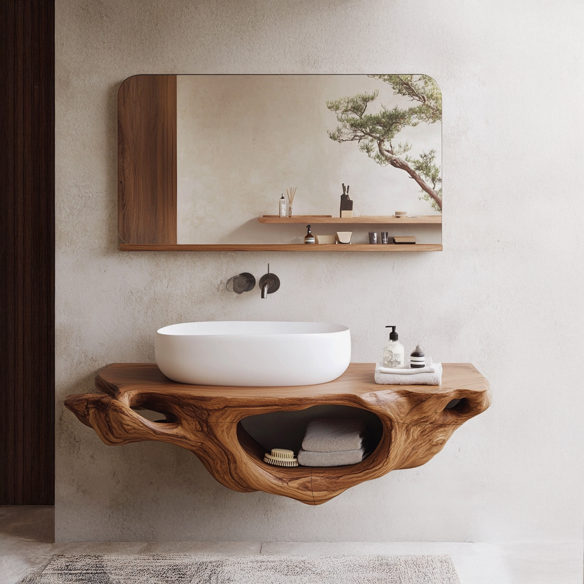 Farmhouse Live Edge Vanity For Bathroom Decor Ideas SILDTTRBAS006