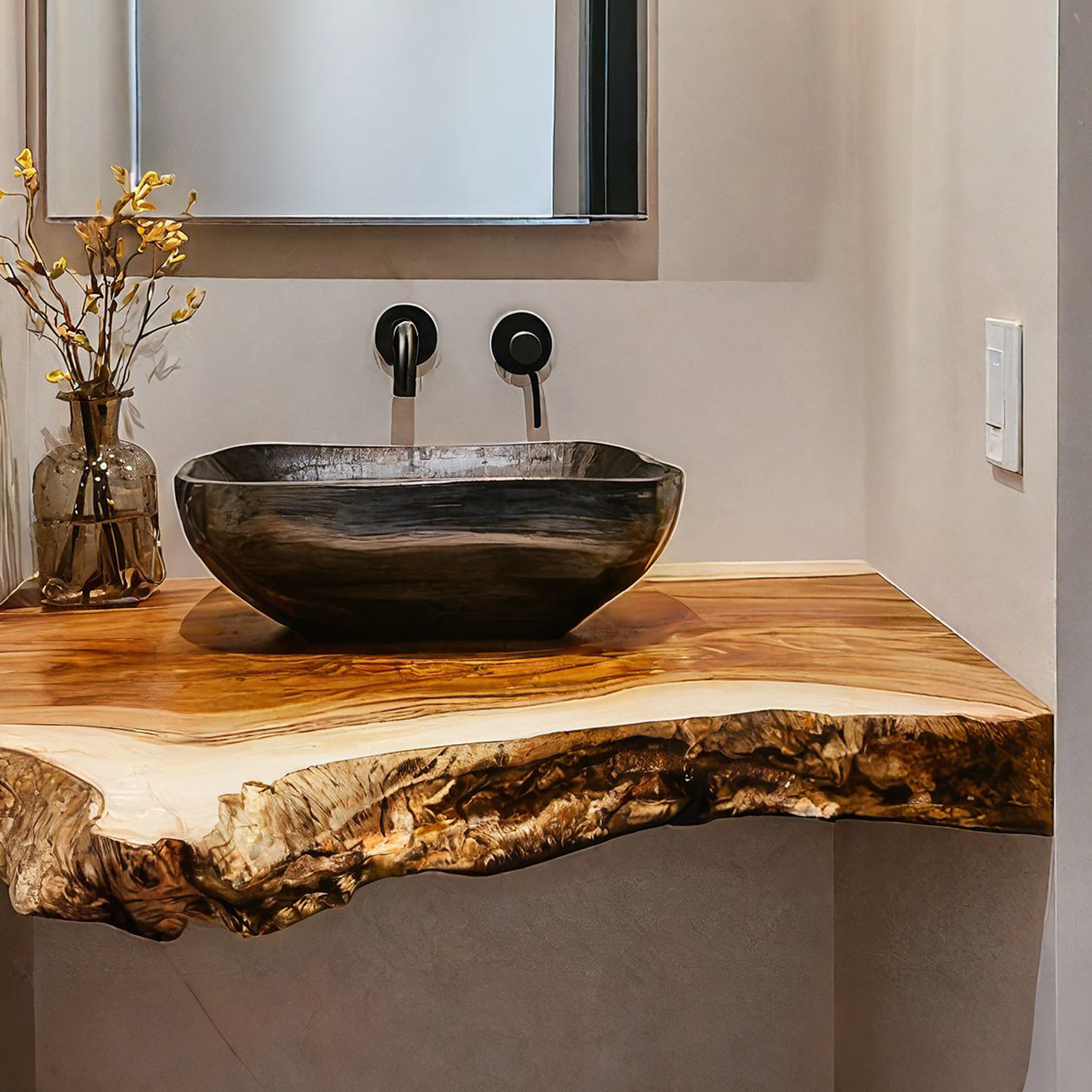 Farmhouse Solid Wood Vanity Bathroom Decor Ideas SILDTBRV194