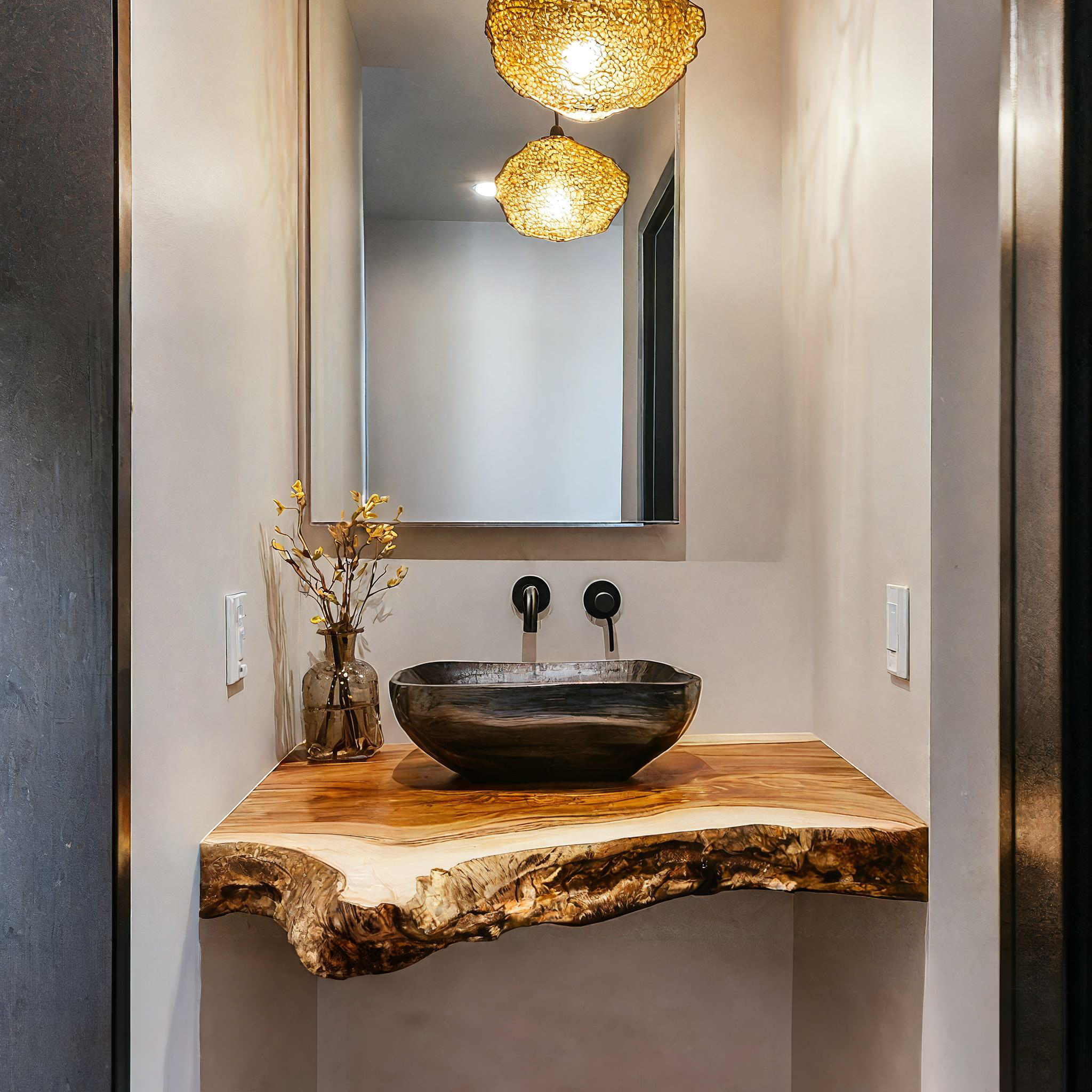 Farmhouse Solid Wood Vanity Bathroom Decor Ideas SILDTBRV194