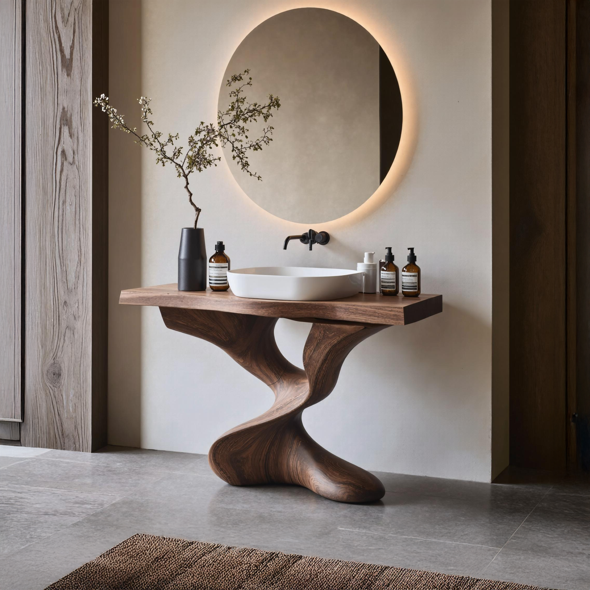 Farmhouse Solid Wood Vanity For Natural Bathroom SILDTTNBRV006